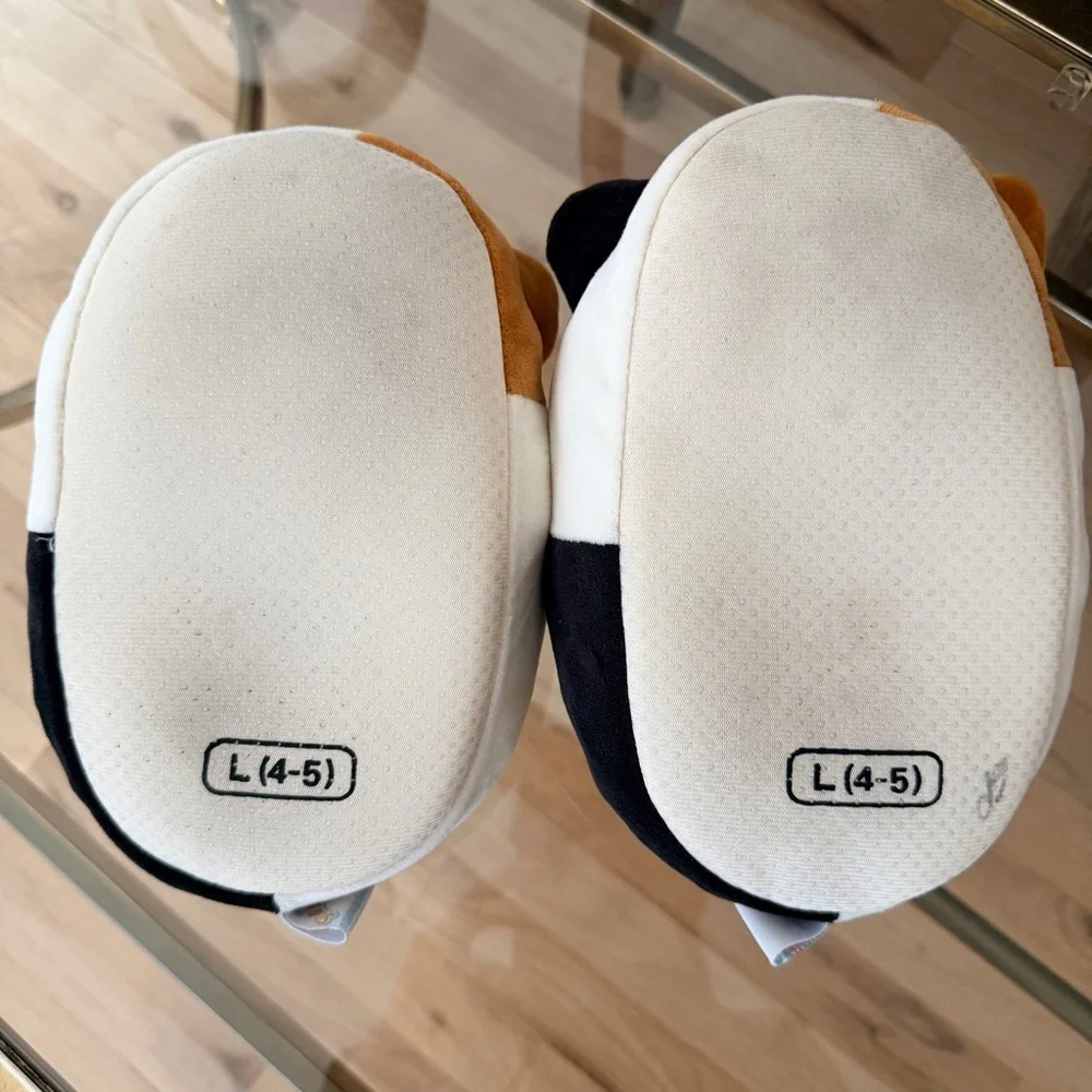 Squishmallows Cream and Black Plush Slippers